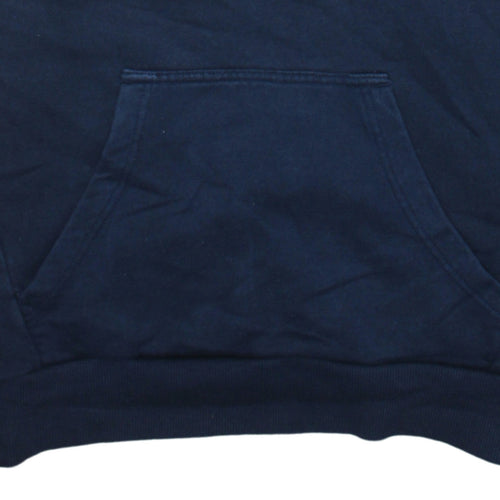 Adidas Men’s Blue Pullover Hoodie Small Logo Fleece Sweatshirt