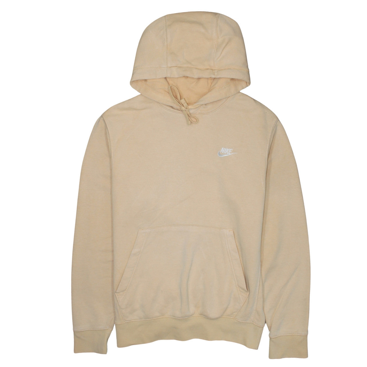 Nike Men Beige Pullover Hoodie Size S Regular Fit Fleece Sweatshirt