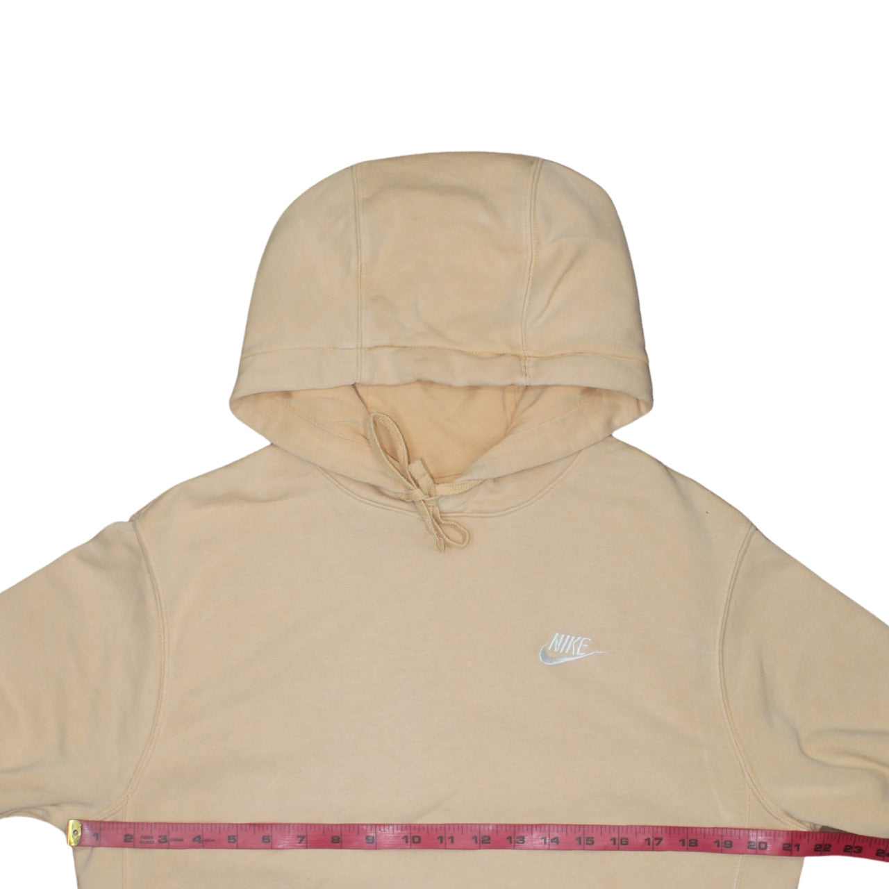 Nike Men Beige Pullover Hoodie Size S Regular Fit Fleece Sweatshirt