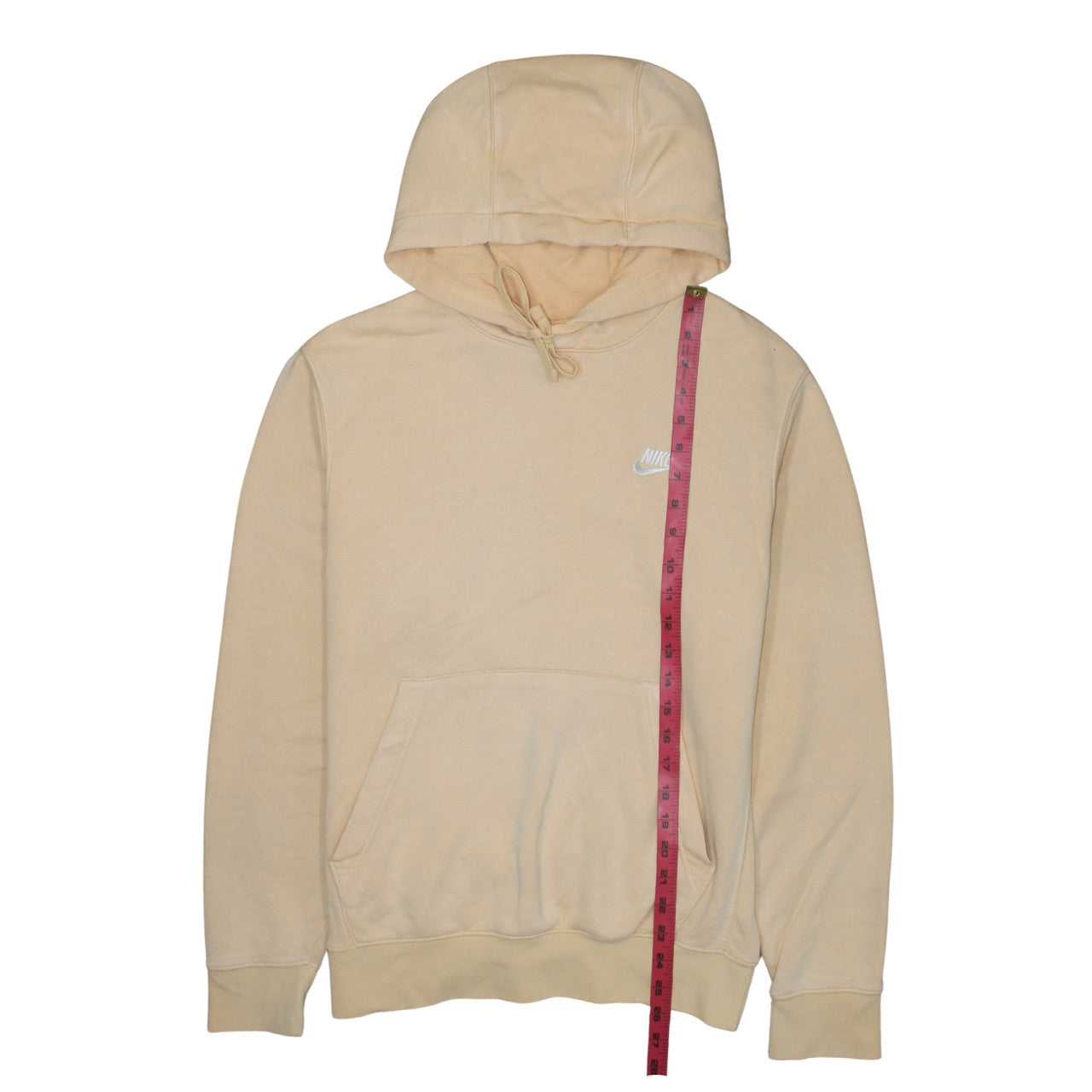 Nike Men Beige Pullover Hoodie Size S Regular Fit Fleece Sweatshirt