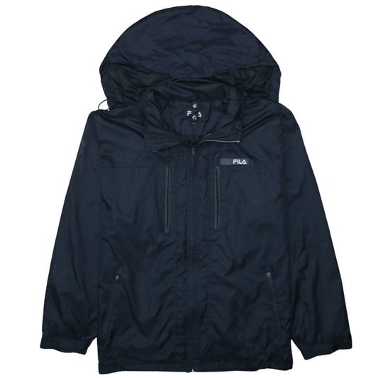 FILA Men's Black 2XL Windbreaker Hooded Jacket Waterproof Casual