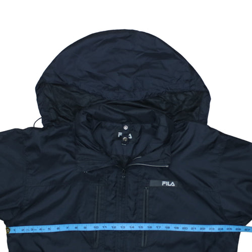 FILA Men's Black 2XL Windbreaker Hooded Jacket Waterproof Casual