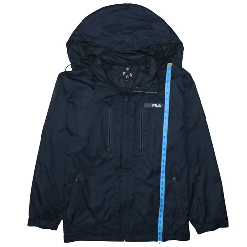 FILA Men's Black 2XL Windbreaker Hooded Jacket Waterproof Casual