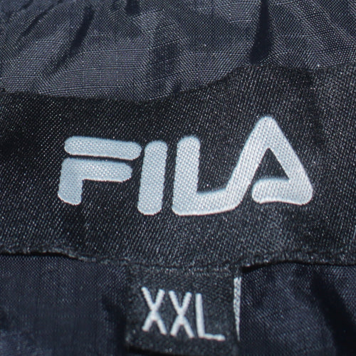 FILA Men's Black 2XL Windbreaker Hooded Jacket Waterproof Casual