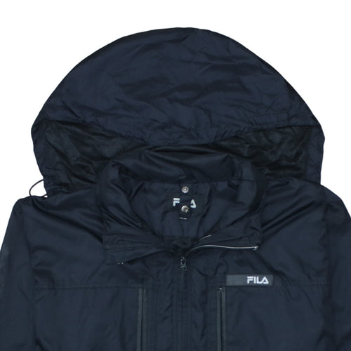 FILA Men's Black 2XL Windbreaker Hooded Jacket Waterproof Casual