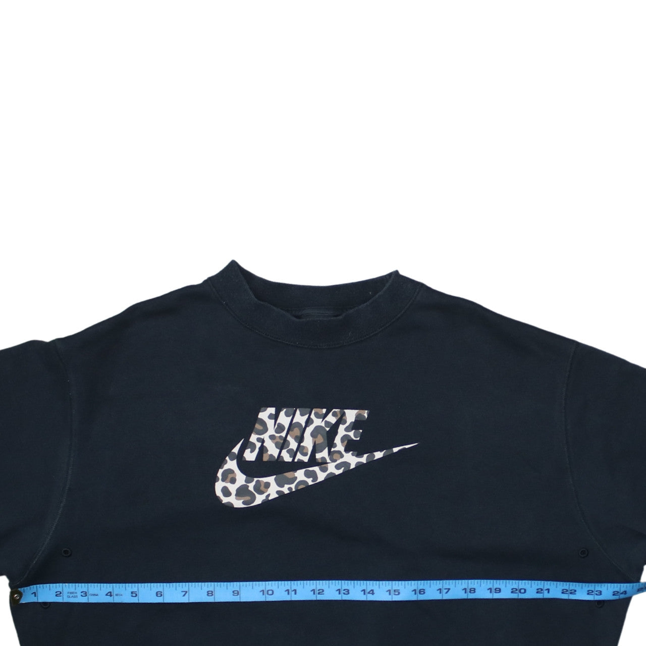 Nike Womens Black Leopard Logo Pullover Sweatshirt Size S