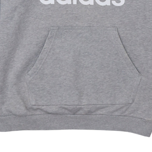 Adidas Women Grey Pullover Hoodie L Logo Sweatshirt Casual