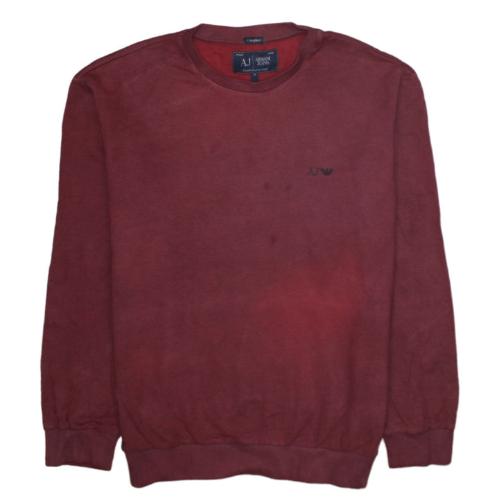 Armani Jeans Men's Red Cotton Crew Neck Pullover Sweatshirt M