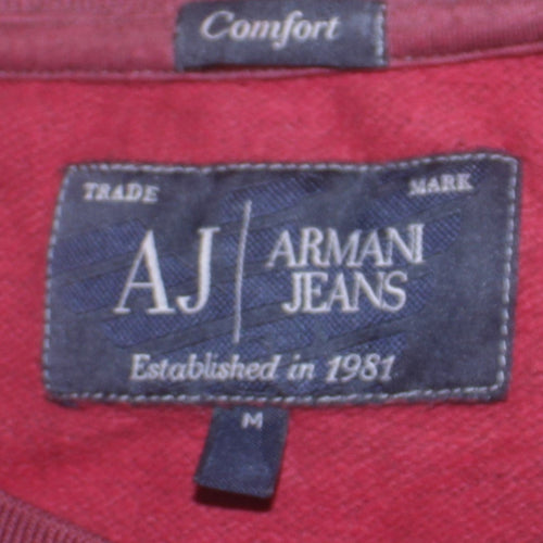 Armani Jeans Men's Red Cotton Crew Neck Pullover Sweatshirt M