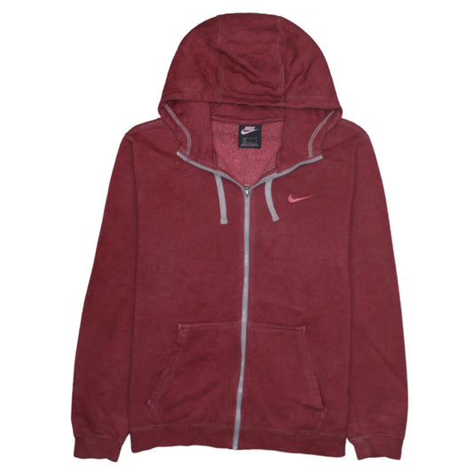 Nike Men's Red Full Zip Hoodie Size M Fleece Sweatshirt