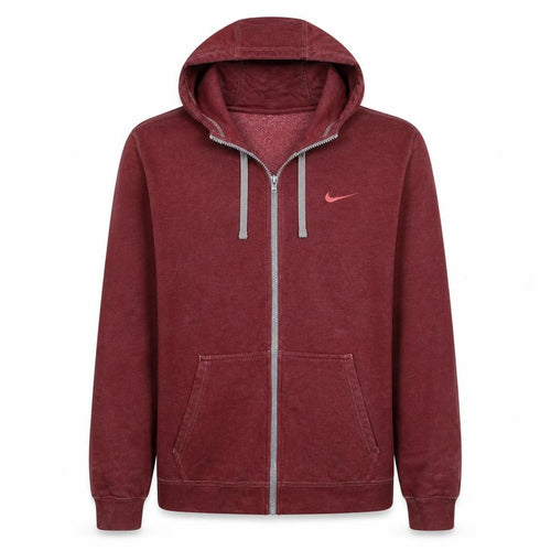 Nike Men's Red Full Zip Hoodie Size M Fleece Sweatshirt