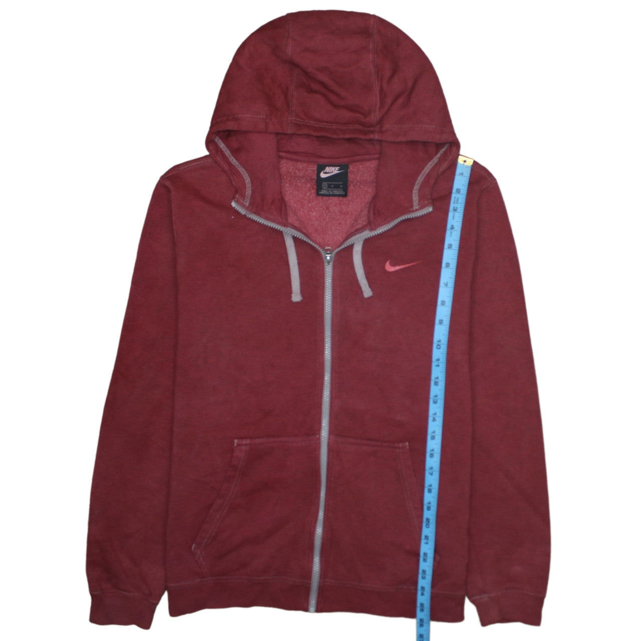 Nike Men's Red Full Zip Hoodie Size M Fleece Sweatshirt