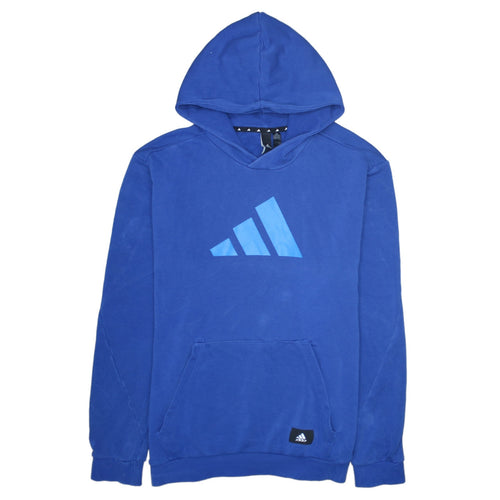 Adidas Men's Blue Pullover Hoodie L Logo Graphic Fleece