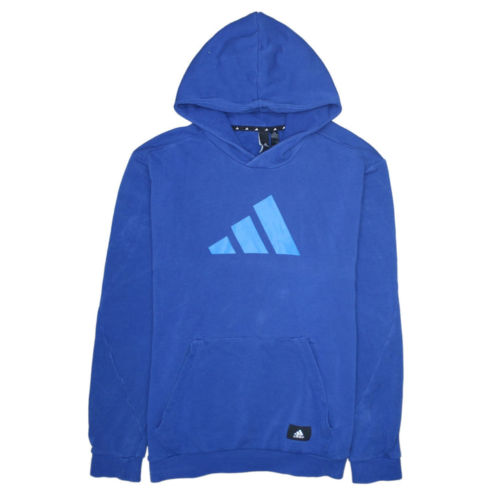 Adidas Men's Blue Pullover Hoodie L Logo Graphic Fleece
