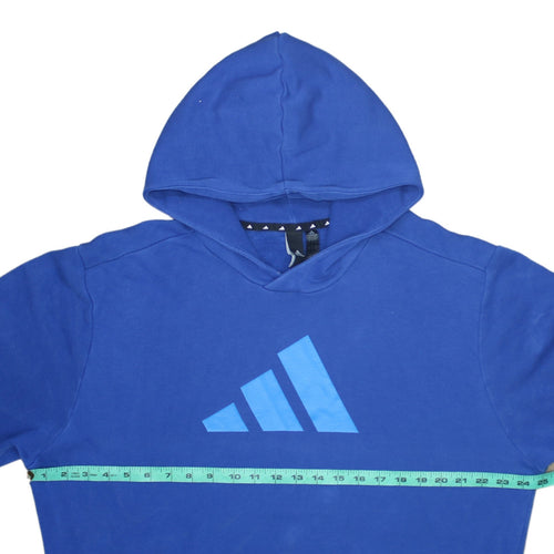 Adidas Men's Blue Pullover Hoodie L Logo Graphic Fleece