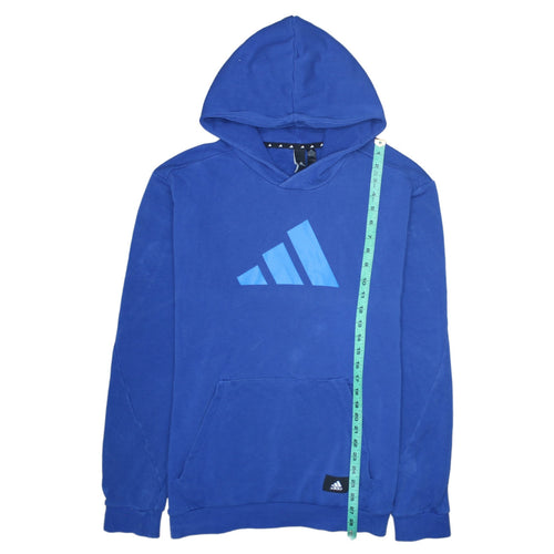 Adidas Men's Blue Pullover Hoodie L Logo Graphic Fleece