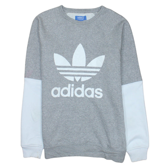 Adidas Mens Grey Small Pullover Crew Neck Sports Sweatshirt
