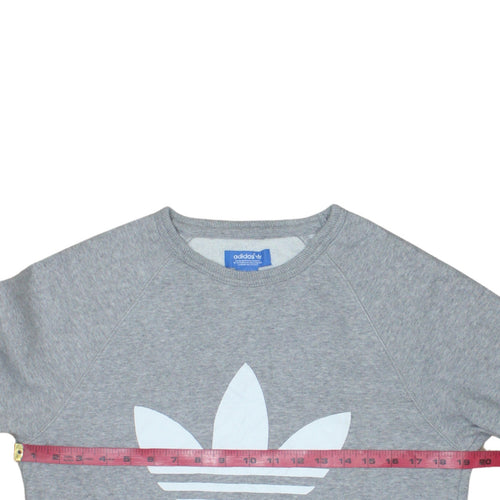 Adidas Mens Grey Small Pullover Crew Neck Sports Sweatshirt