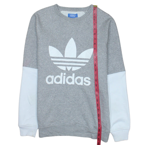 Adidas Mens Grey Small Pullover Crew Neck Sports Sweatshirt
