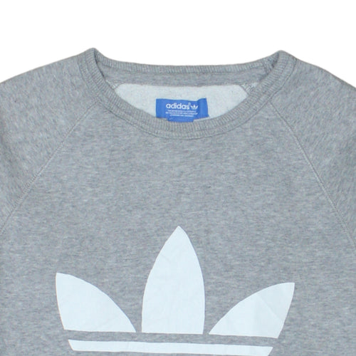 Adidas Mens Grey Small Pullover Crew Neck Sports Sweatshirt