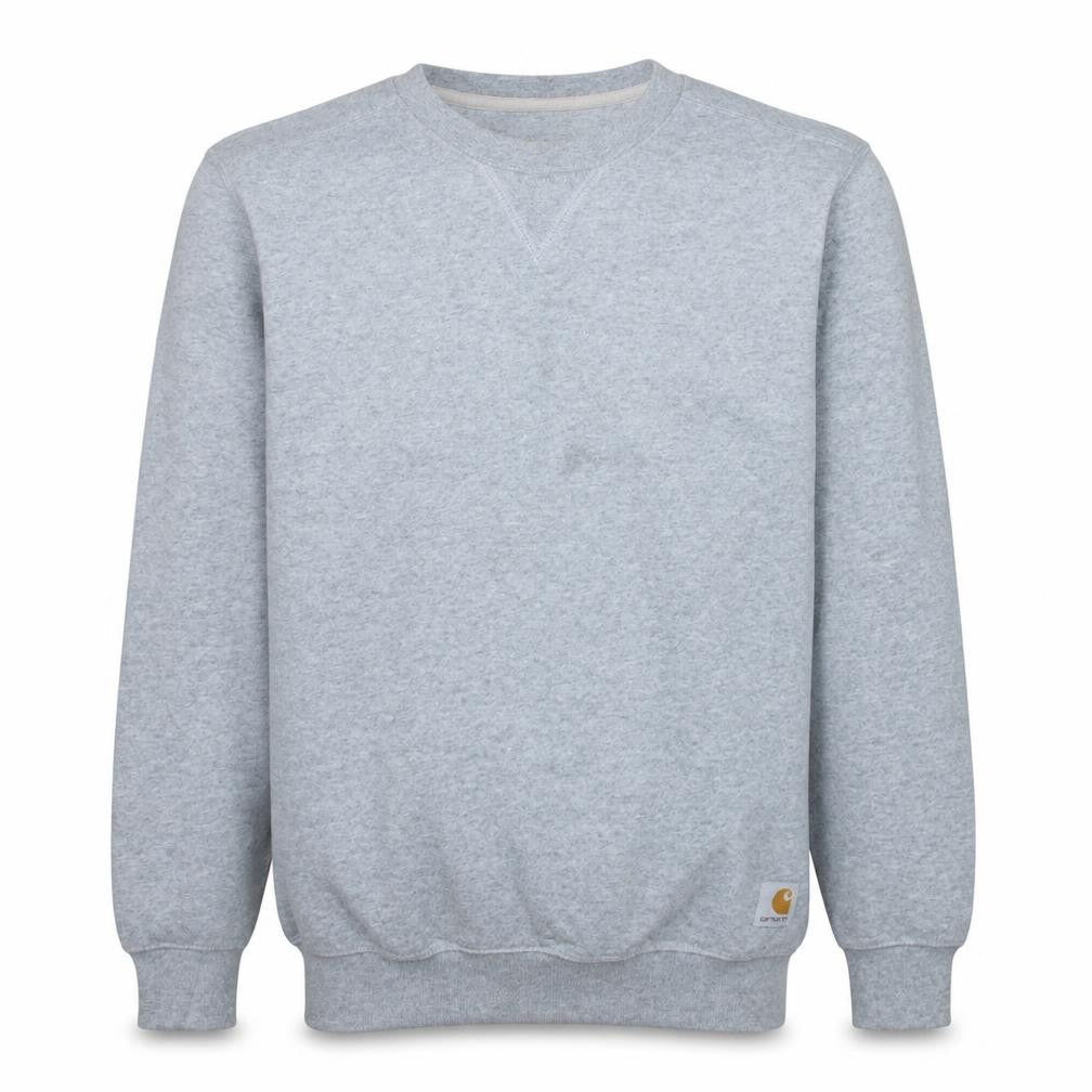 Front view of Carhartt Men's Grey Crew Neck Pullover Sweatshirt, size S