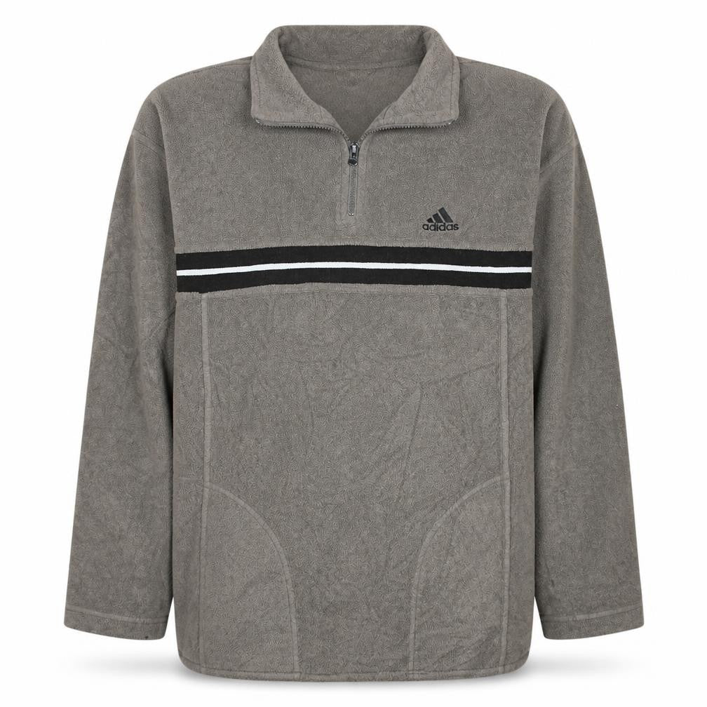 Front view of Adidas Men Brown Fleece 1/4 Zip Pullover Sweatshirt L Regular Fit