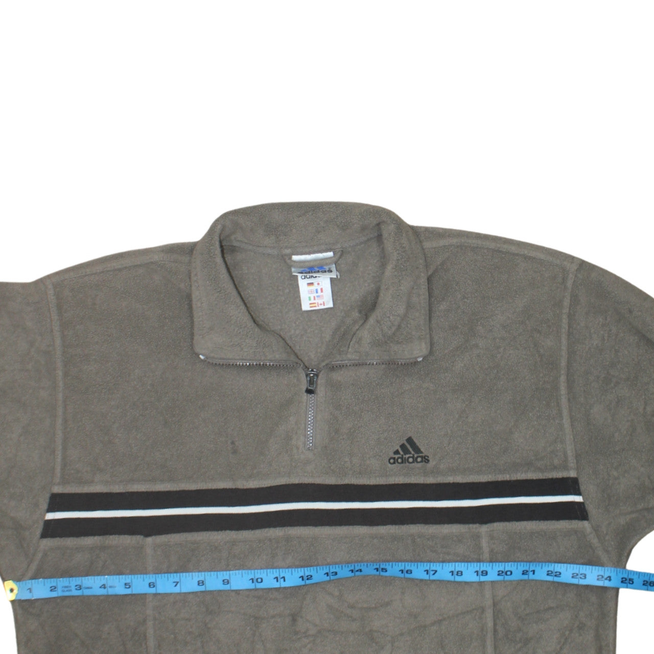 Adidas Men Brown Fleece 1/4 Zip Pullover Sweatshirt L Regular Fit