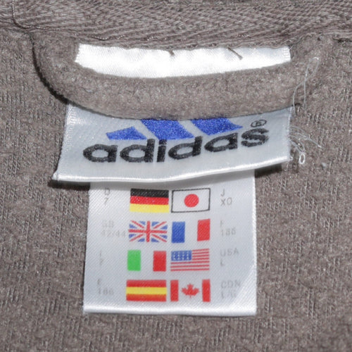 Adidas Men Brown Fleece 1/4 Zip Pullover Sweatshirt L Regular Fit