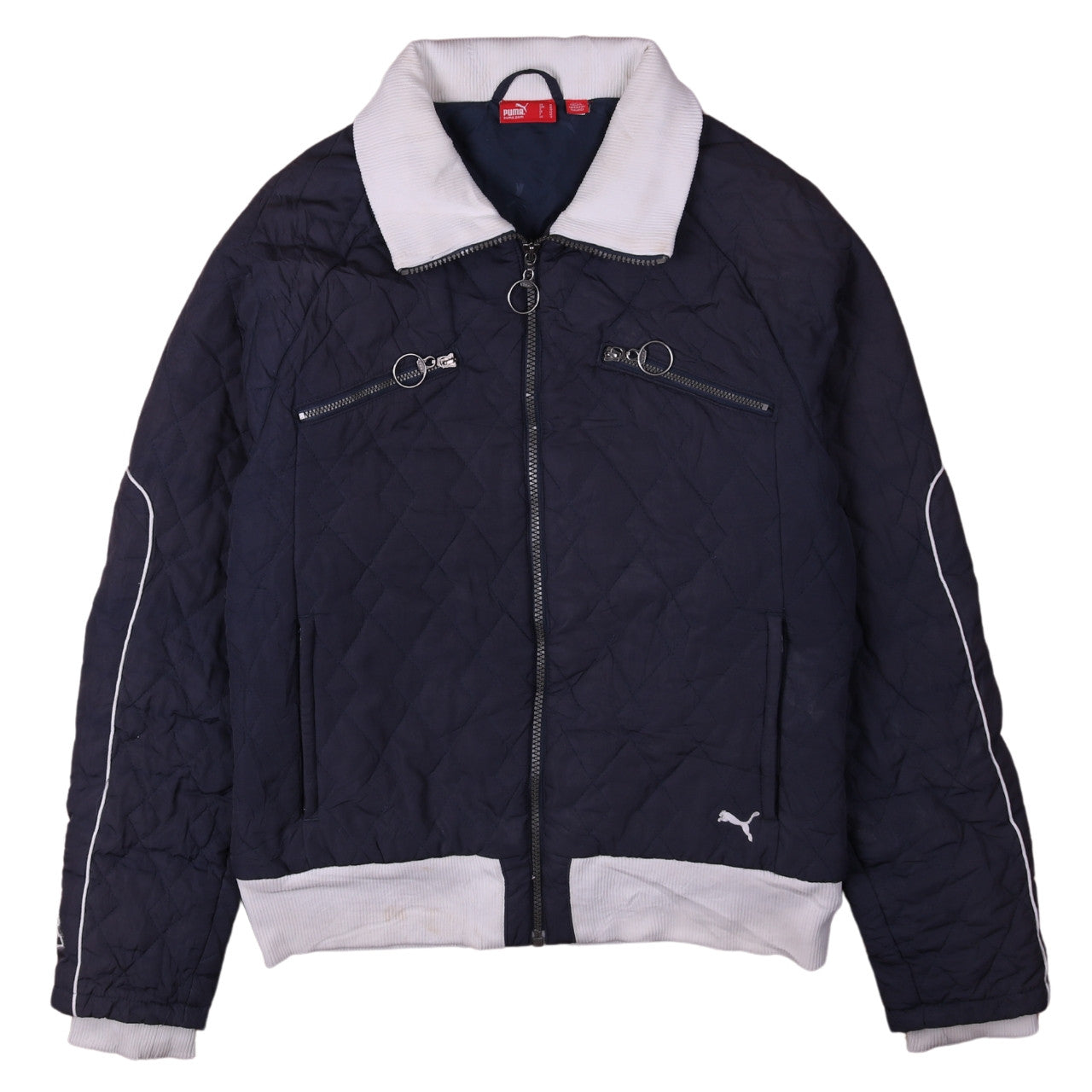 Puma Women's Blue Quilted Full Zip Activewear Jacket Size 12