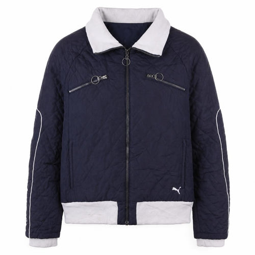 Puma Women's Blue Quilted Full Zip Activewear Jacket Size 12