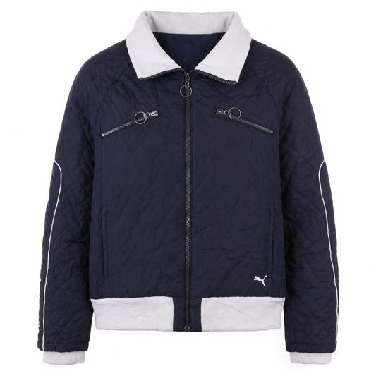 Puma Women's Blue Quilted Full Zip Activewear Jacket Size 12