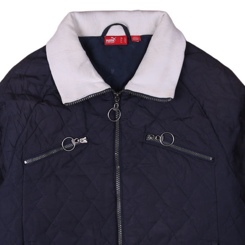 Puma Women's Blue Quilted Full Zip Activewear Jacket Size 12