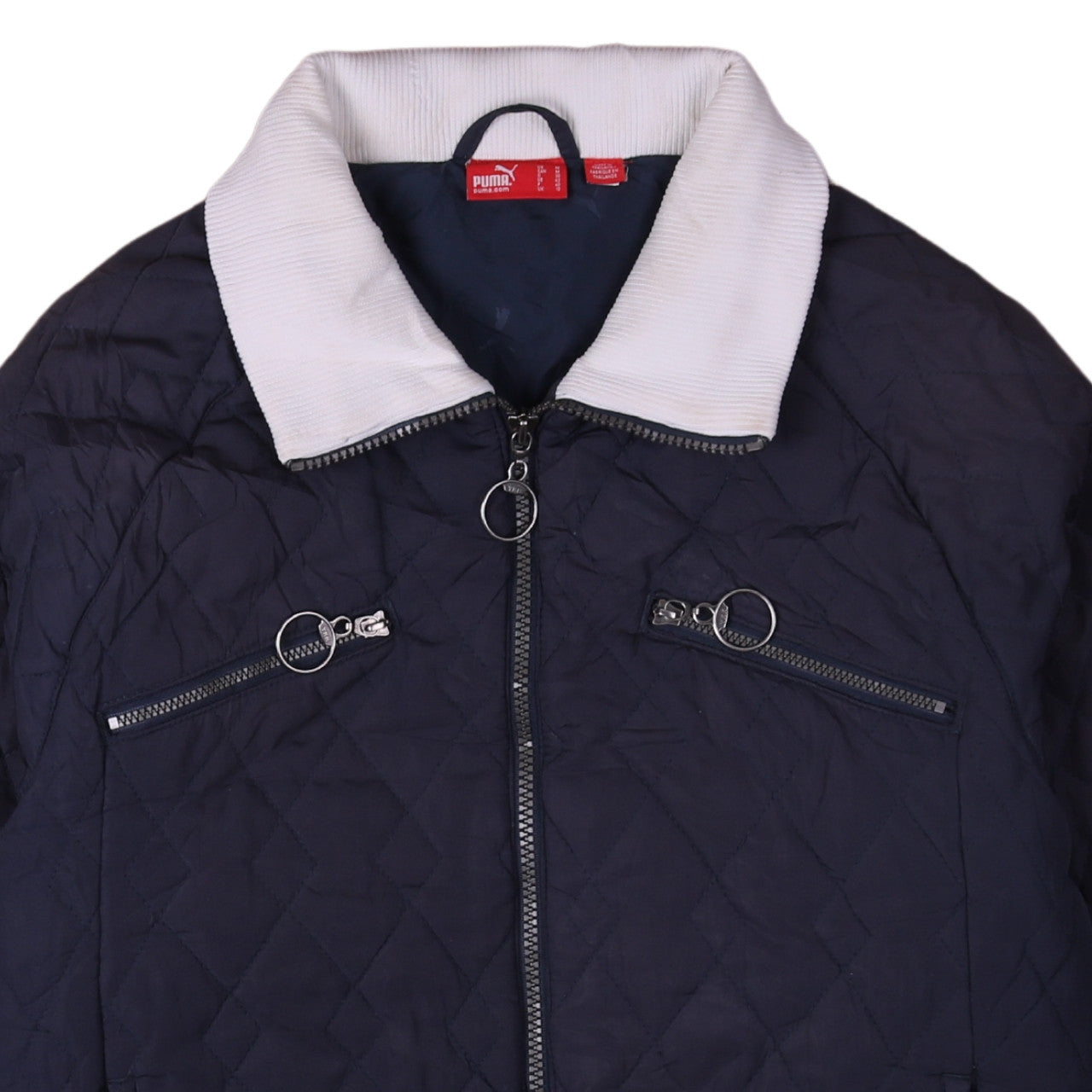 Puma Women's Blue Quilted Full Zip Activewear Jacket Size 12