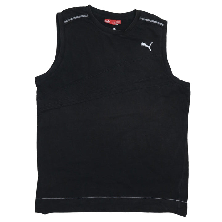 Puma Men's Black Sleeveless Crew Neck Cotton T-Shirt L