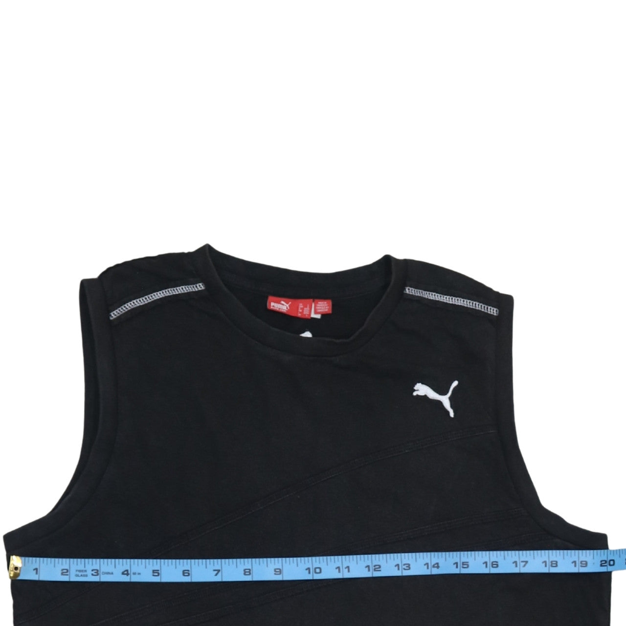 Puma Men's Black Sleeveless Crew Neck Cotton T-Shirt L