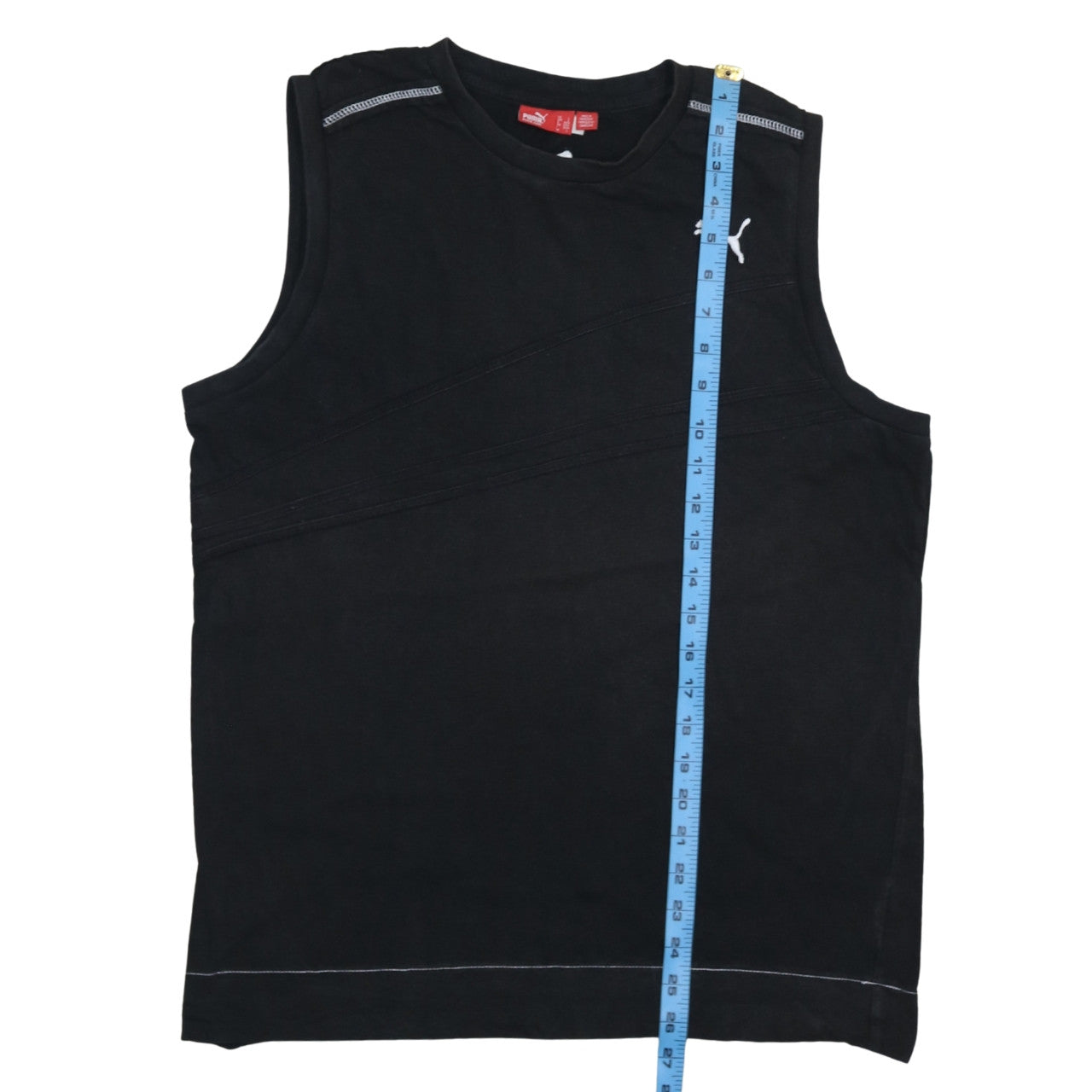 Puma Men's Black Sleeveless Crew Neck Cotton T-Shirt L