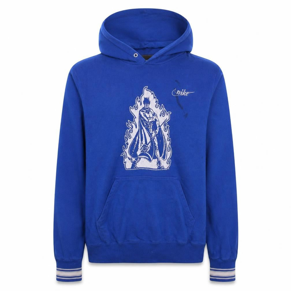 Front view of Nike Men's Blue Graphic Pullover Hoodie, size L
