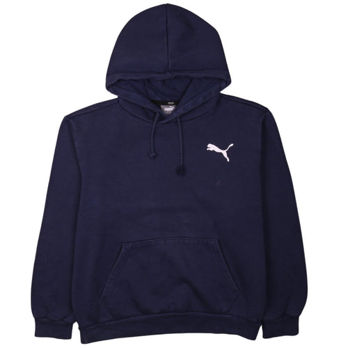 Puma Men's Blue Pullover Hoodie Medium Regular Fit Logo Sportswear