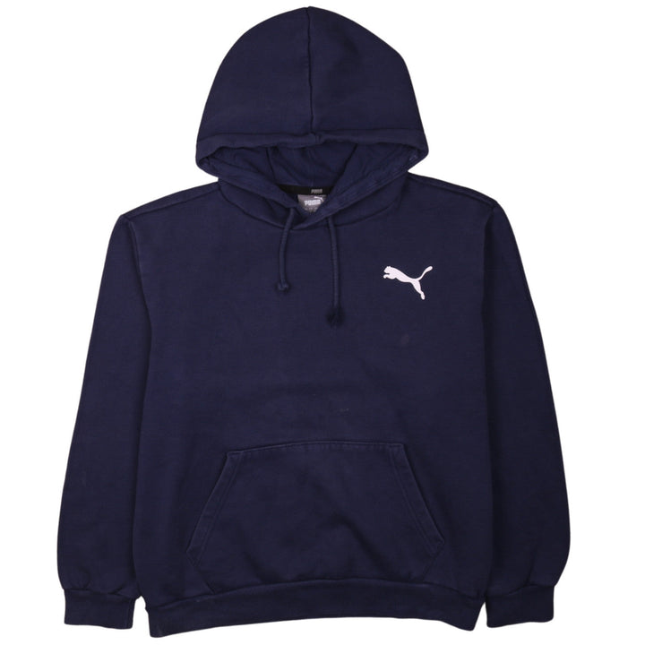 Puma Men's Blue Pullover Hoodie Medium Regular Fit Logo Sportswear