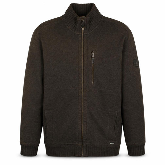 Front view of Calvin Klein Men's Brown Full Zip Cotton Jacket, size L