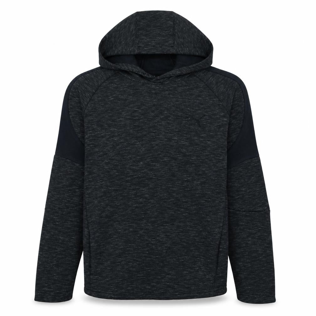 Front view of Puma boys’ black pullover hoodie, size 14, years regular fit sportswear