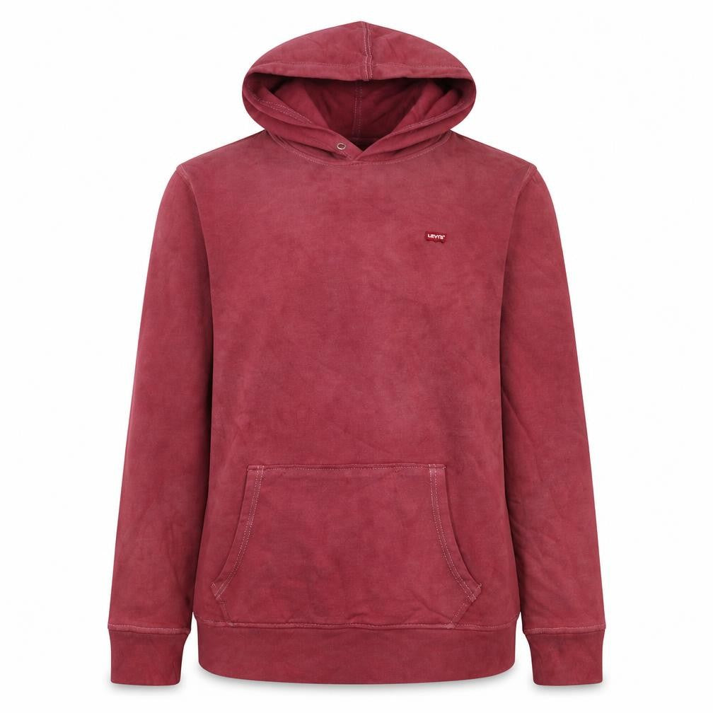 Front view of Levi's women’s pink hooded pullover sweatshirt, size M