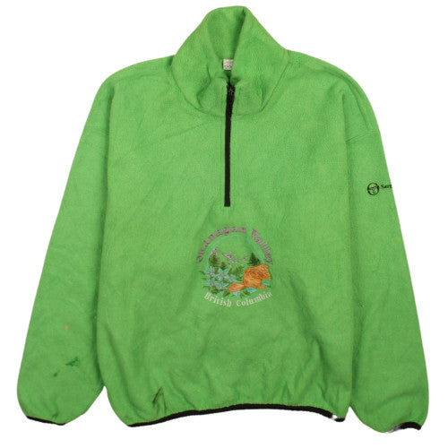 Sergio Tacchini Women's Green Fleece 1/2 Zip Pullover Sweatshirt M