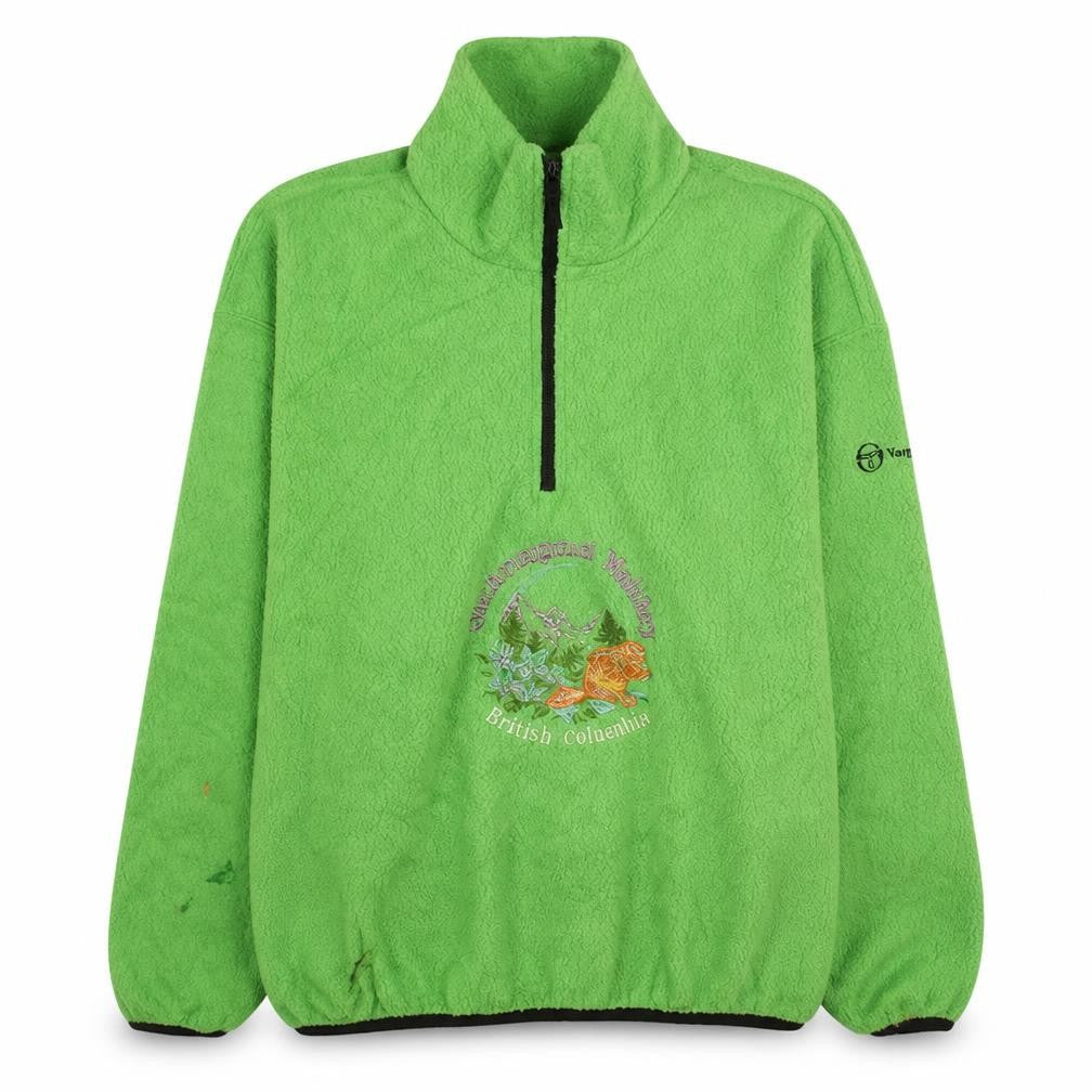 Front view of Sergio Tacchini Women's Green Fleece 1/2 Zip Pullover Sweatshirt M
