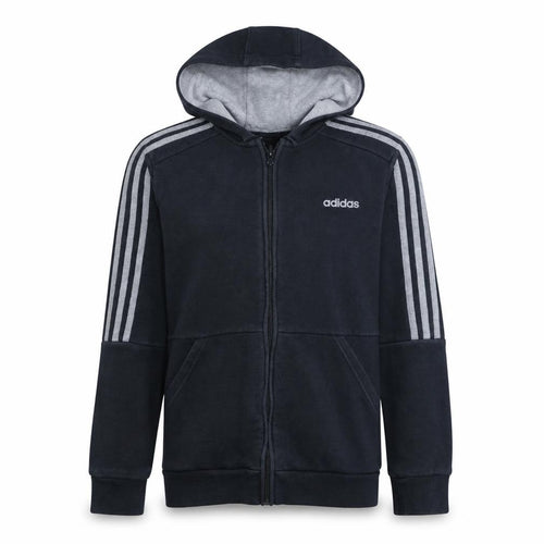 Adidas Boys Black Full Zip Hoodie Size 13-14 Years Fleece Lined Sportswear