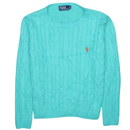 Ralph Lauren Womens Green Cable Knit Cotton Jumper Size M