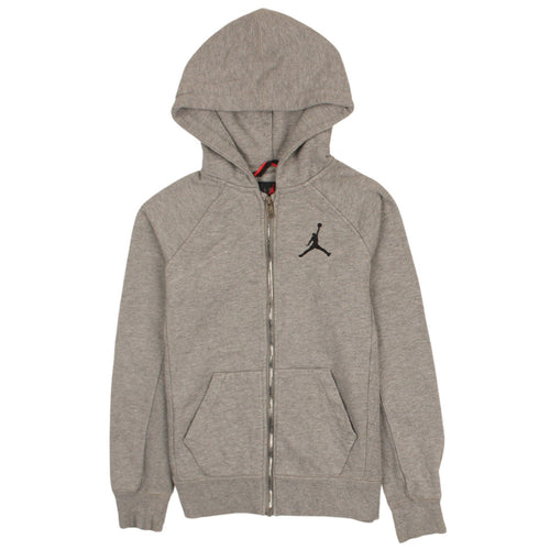 Jordan Boys Grey Full Zip Hoodie 10-12 Years Cotton Blend Fleece