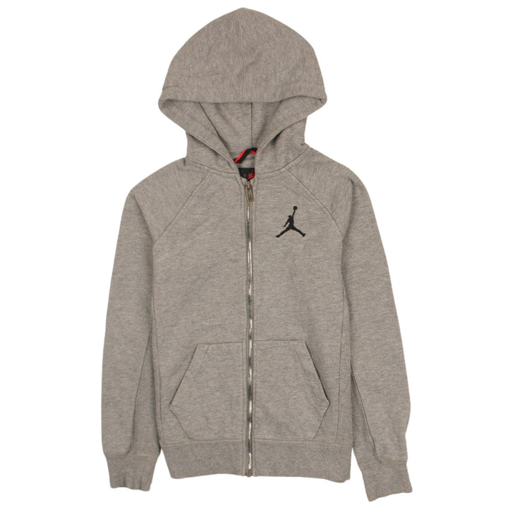 Jordan Boys Grey Full Zip Hoodie 10-12 Years Cotton Blend Fleece