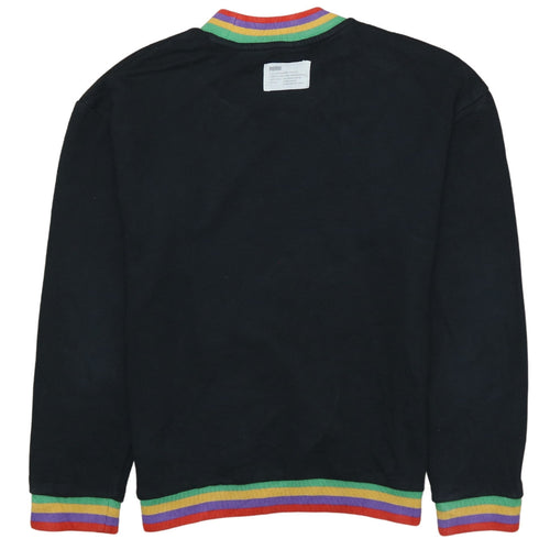Puma Womens Black XXS Pullover Sweatshirt Rainbow Trim Logo