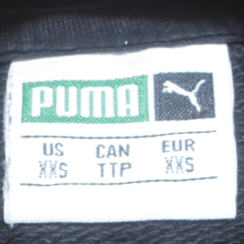 Puma Womens Black XXS Pullover Sweatshirt Rainbow Trim Logo